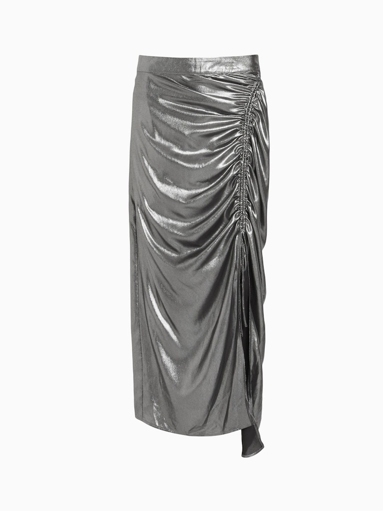 AllSaints Silver Carla Metallic Skirt - Image 6 of 6