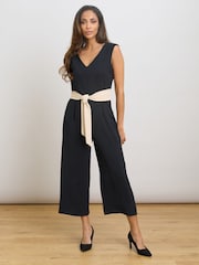 Gina Bacconi Black Codie Sleeveless V-Neck Jumpsuit - Image 1 of 7