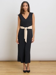 Gina Bacconi Black Codie Sleeveless V-Neck Jumpsuit - Image 2 of 7