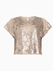 AllSaints Gold Etta Embroidered Top - Image 8 of 8