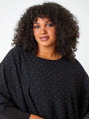 Roman Jet Black Curve Sparkle Embellished Poncho - Image 4 of 5