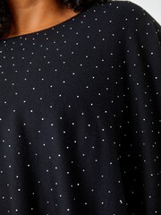 Roman Jet Black Curve Sparkle Embellished Poncho - Image 5 of 5