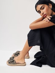 Black Bow Flatform Espadrille Sandals - Image 1 of 9
