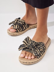 Black Bow Flatform Espadrille Sandals - Image 2 of 9