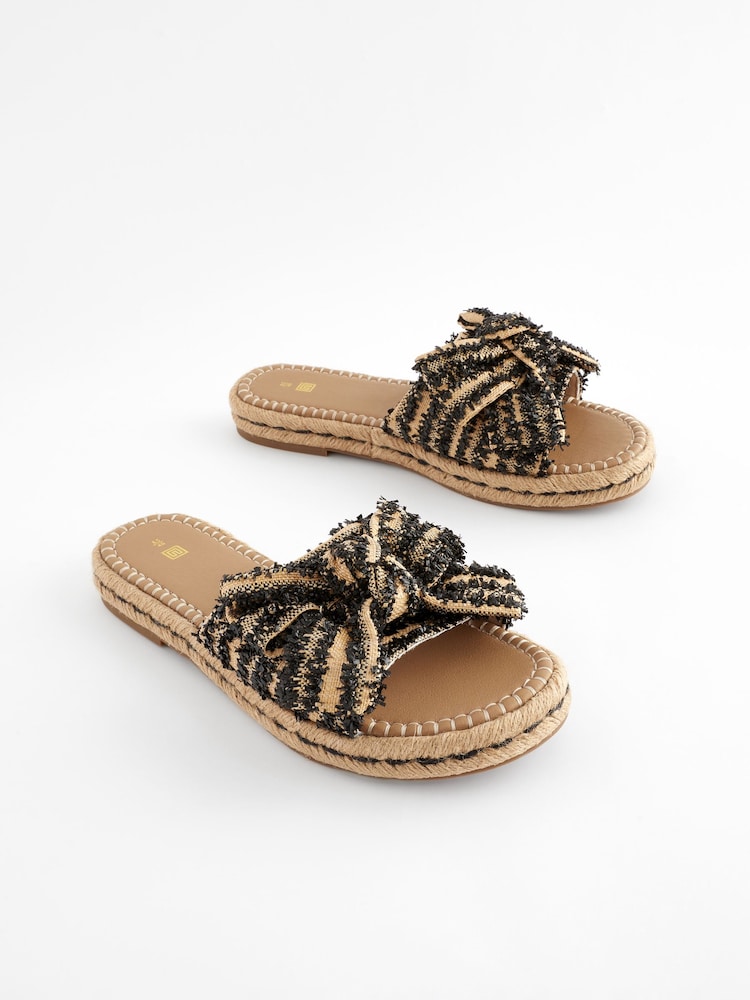Black Bow Flatform Espadrille Sandals - Image 3 of 9