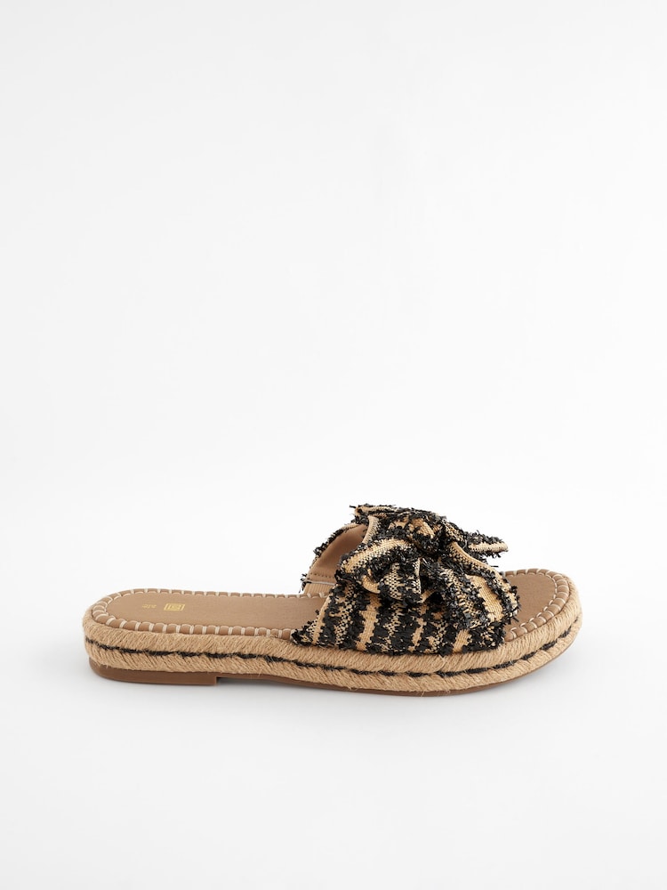Black Bow Flatform Espadrille Sandals - Image 4 of 9