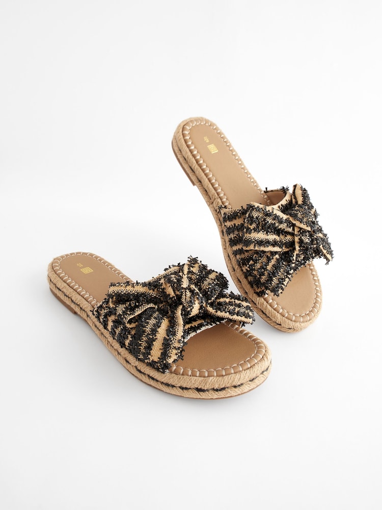 Black Bow Flatform Espadrille Sandals - Image 5 of 9
