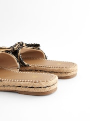 Black Bow Flatform Espadrille Sandals - Image 6 of 9