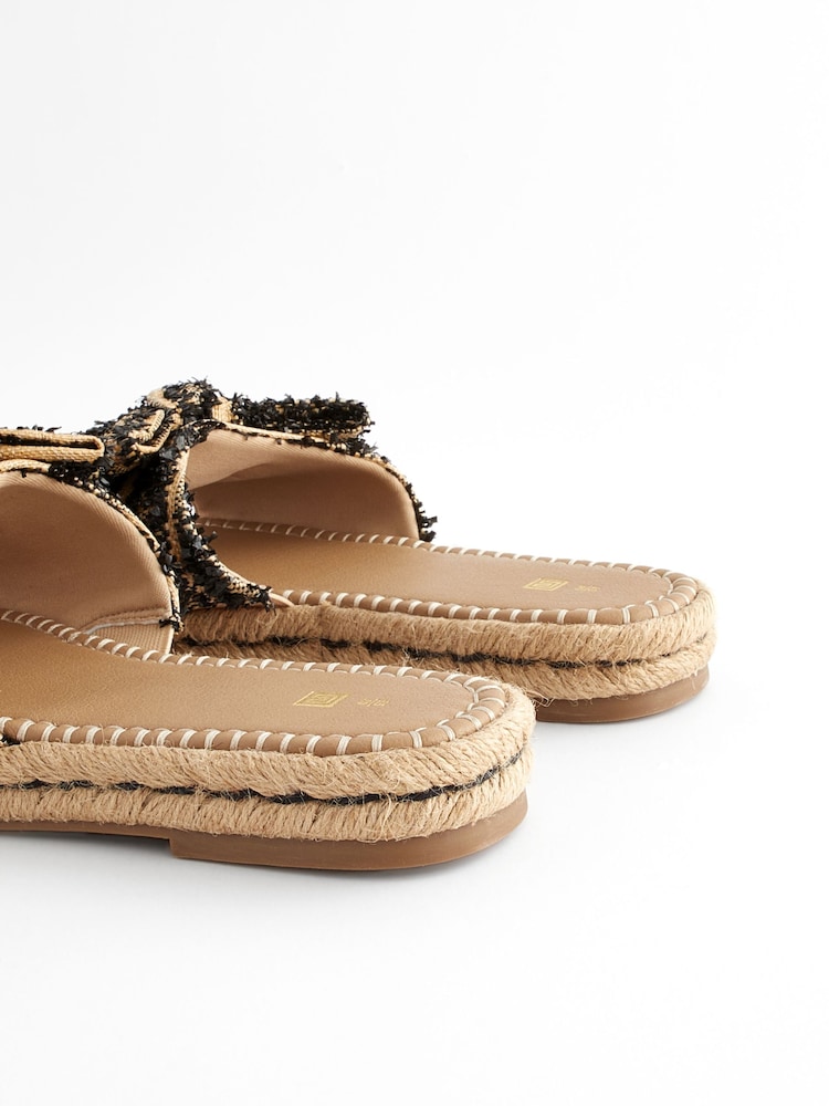 Black Bow Flatform Espadrille Sandals - Image 6 of 9