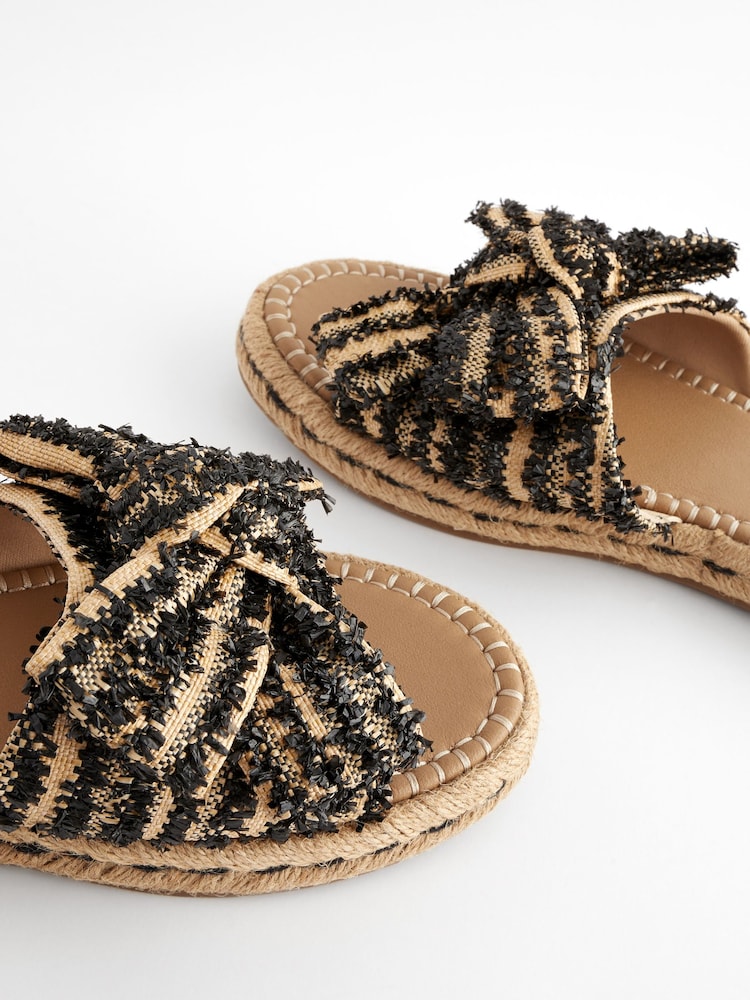 Black Bow Flatform Espadrille Sandals - Image 7 of 9