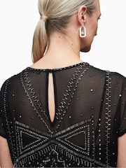AllSaints Black Embroidered Etta Dress - Image 5 of 6