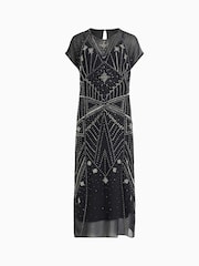 AllSaints Black Embroidered Etta Dress - Image 6 of 6