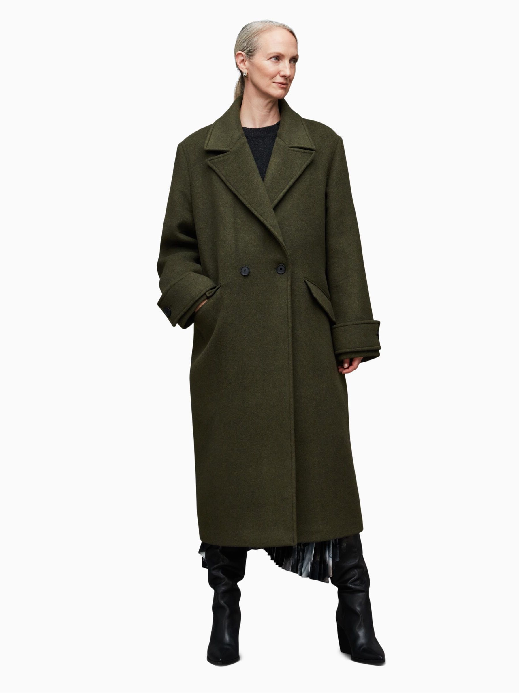 Buy AllSaints Green Mabel Coat from Next Luxembourg