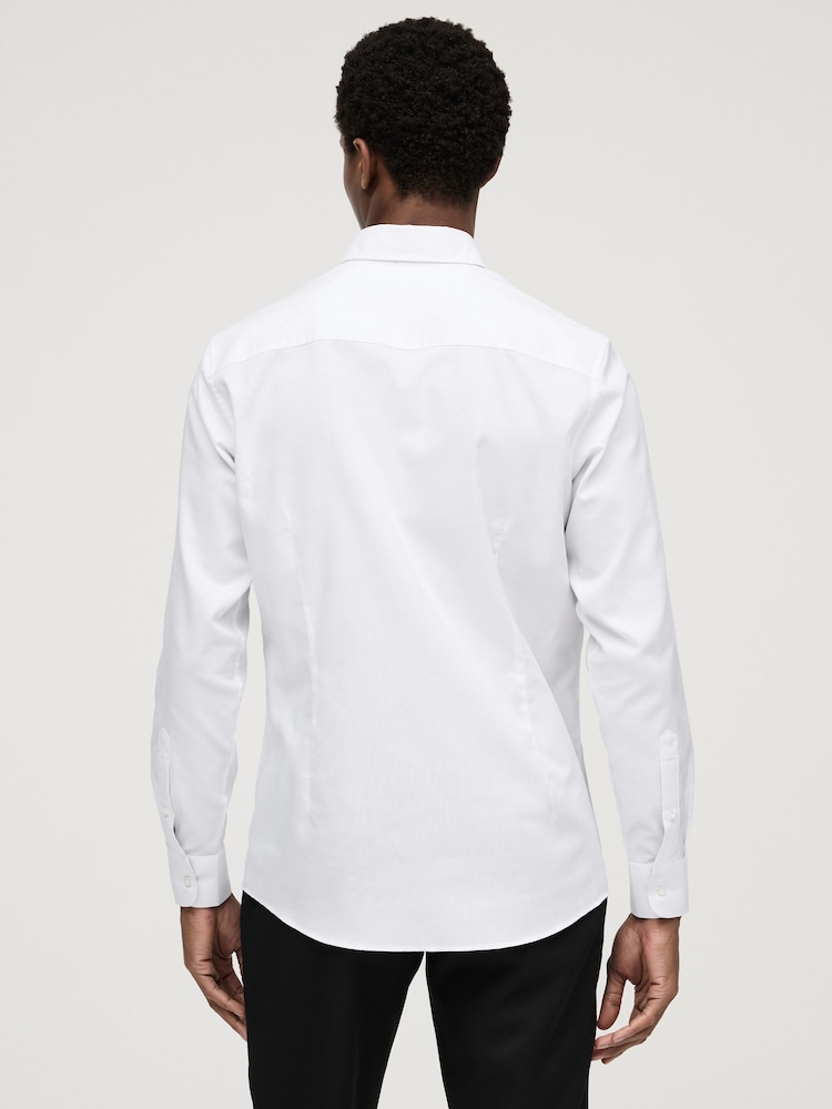 White Slim Fit Button Down Easy Iron Oxford Shirt - Image 3 of 8