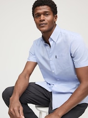 Pale Blue Regular Fit Short Sleeve Easy Iron Button Down Oxford Shirt - Image 2 of 9