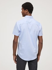 Pale Blue Regular Fit Short Sleeve Easy Iron Button Down Oxford Shirt - Image 3 of 9