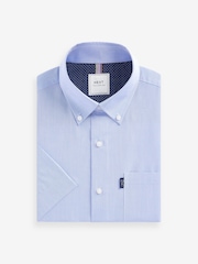 Pale Blue Regular Fit Short Sleeve Easy Iron Button Down Oxford Shirt - Image 6 of 9