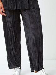 Roman Black Curve Plisse Wide Leg Stretch Trousers - Image 2 of 5