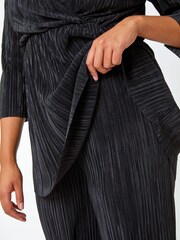 Roman Black Curve Plisse Wide Leg Stretch Trousers - Image 5 of 5