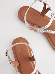 Silver Standard/Wide Fit Forever Comfort® Leather Plait Toe Post Flat Sandals - Image 6 of 6