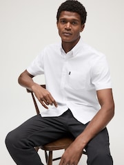 White Slim Fit Short Sleeve Easy Iron Button Down Oxford Shirt - Image 1 of 7