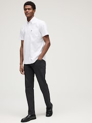 White Slim Fit Short Sleeve Easy Iron Button Down Oxford Shirt - Image 2 of 7