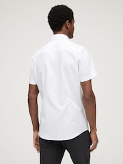 White Slim Fit Short Sleeve Easy Iron Button Down Oxford Shirt - Image 3 of 7