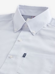 White Slim Fit Short Sleeve Easy Iron Button Down Oxford Shirt - Image 6 of 7