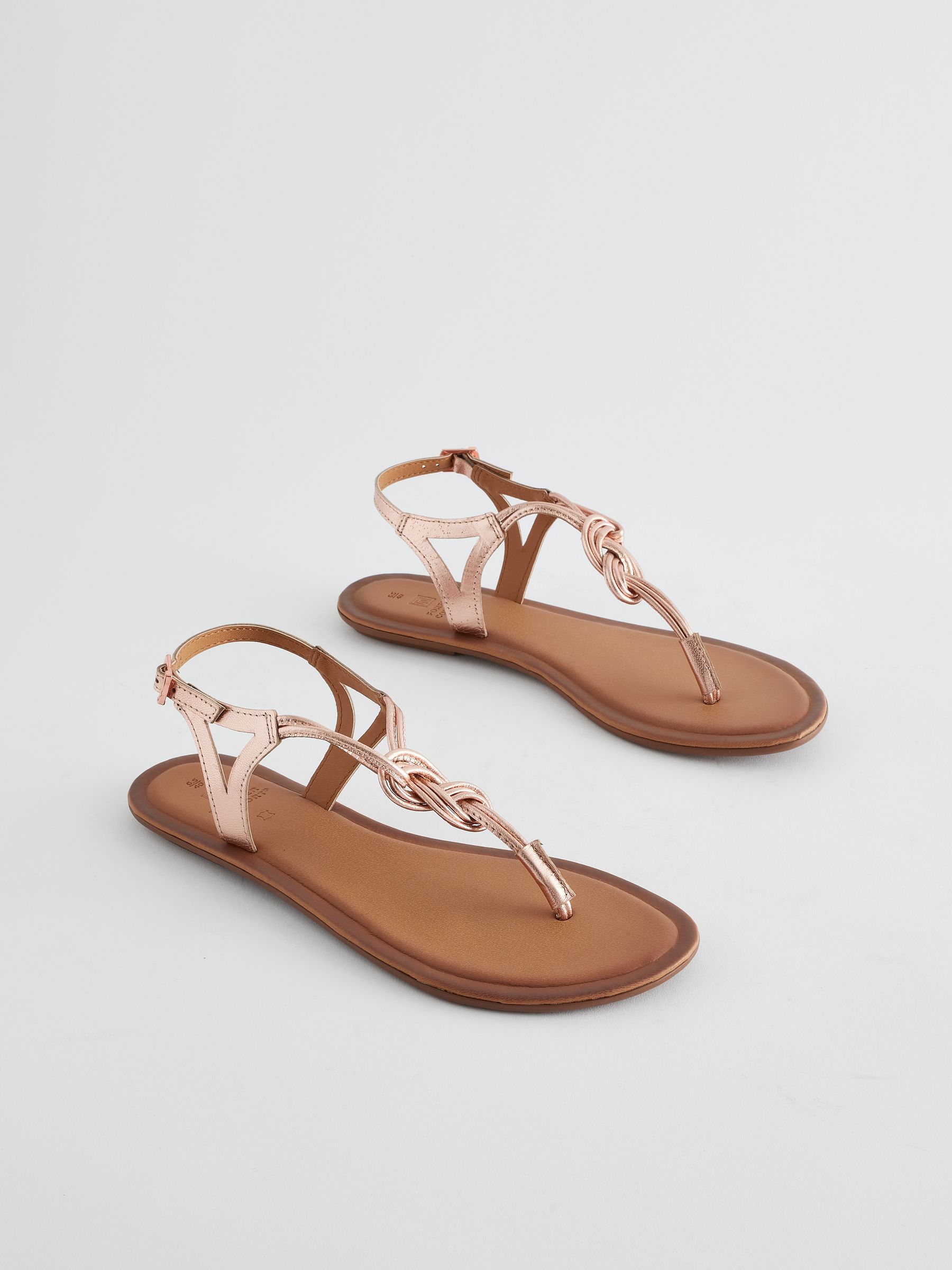 Buy Rose Gold Standard Wide Fit Forever Comfort Leather Knot Sandals from the Next UK online shop