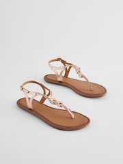 Rose Gold Standard/Wide Fit Forever Comfort® Leather Knot Sandals - Image 3 of 7