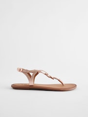 Rose Gold Standard/Wide Fit Forever Comfort® Leather Knot Sandals - Image 4 of 7