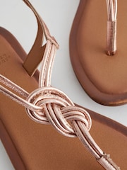 Rose Gold Standard/Wide Fit Forever Comfort® Leather Knot Sandals - Image 6 of 7