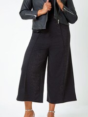 Roman Black Curve Wide Leg Glitter Stretch Trousers - Image 1 of 5