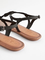 Black Standard/Wide Fit Forever Comfort® Leather Knot Sandals - Image 4 of 6