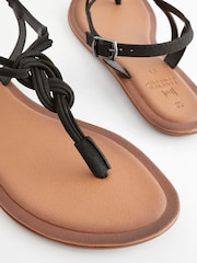 Black Standard/Wide Fit Forever Comfort® Leather Knot Sandals - Image 5 of 6
