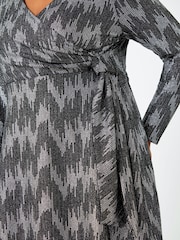 Roman Metallic Curve Shimmer Stretch Wrap Dress - Image 5 of 5