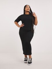 Simply Be Black Popcorn Maxi Dress - Image 1 of 4