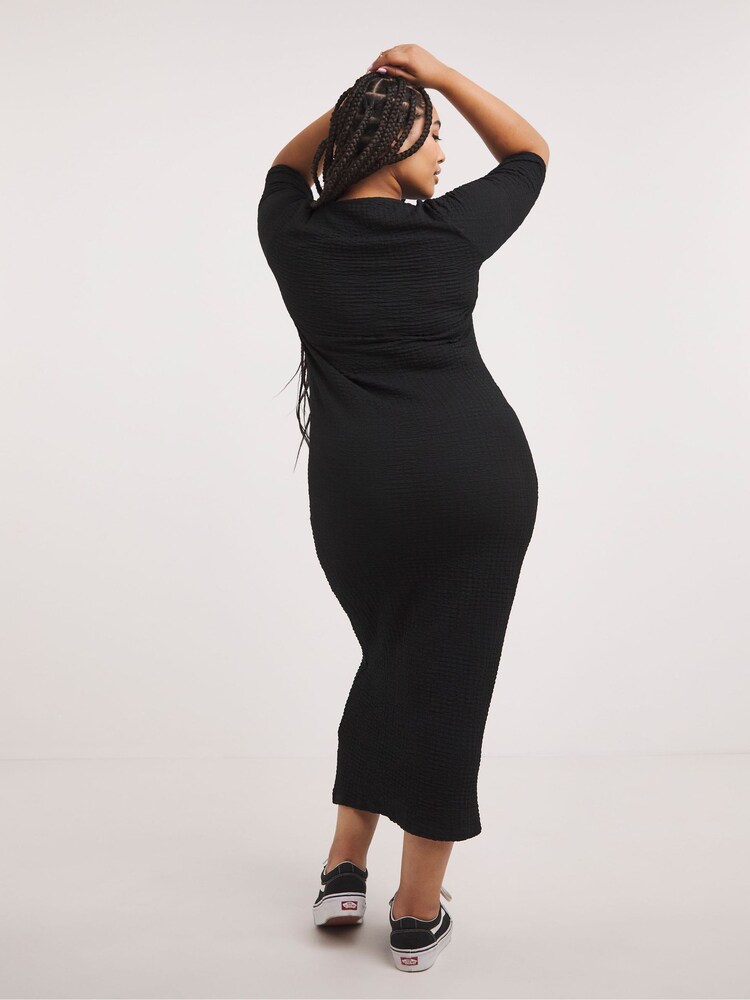 Simply Be Black Popcorn Maxi Dress - Image 2 of 4