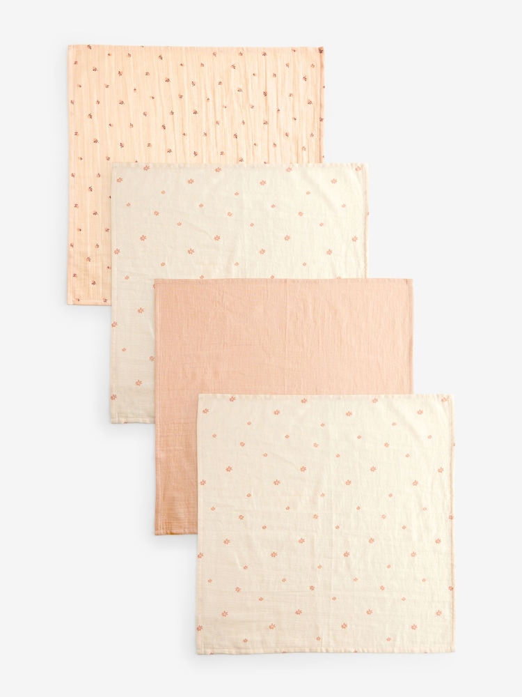nevtralne barve Ditsy Natisnjeno - dojenček Muslins 100% Cotton Cloths 4 komplet - Slika 1 iz 10