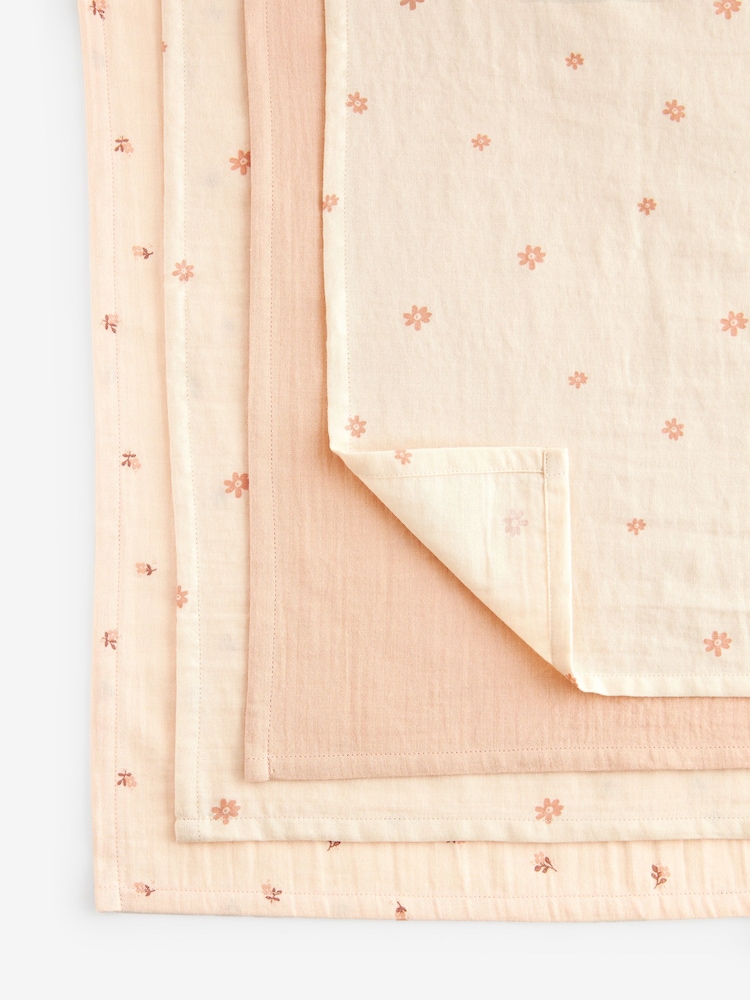 Neutral Ditsy Printed Baby Muslins 100% Cotton Cloths 4 Pack - Image 8 of 10