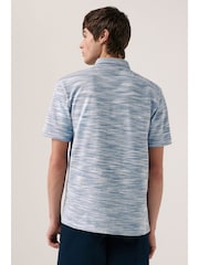 Blue Textured Textured 100% Cotton Polo Shirt - Image 2 of 7