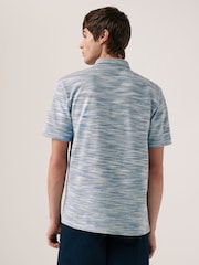 Blue Textured Textured 100% Cotton Polo Shirt - Image 3 of 7