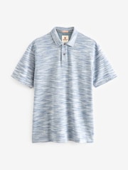 Blue Textured Textured 100% Cotton Polo Shirt - Image 5 of 7