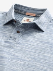 Blue Textured Textured 100% Cotton Polo Shirt - Image 6 of 7
