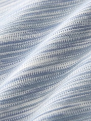 Blue Textured Textured 100% Cotton Polo Shirt - Image 7 of 7