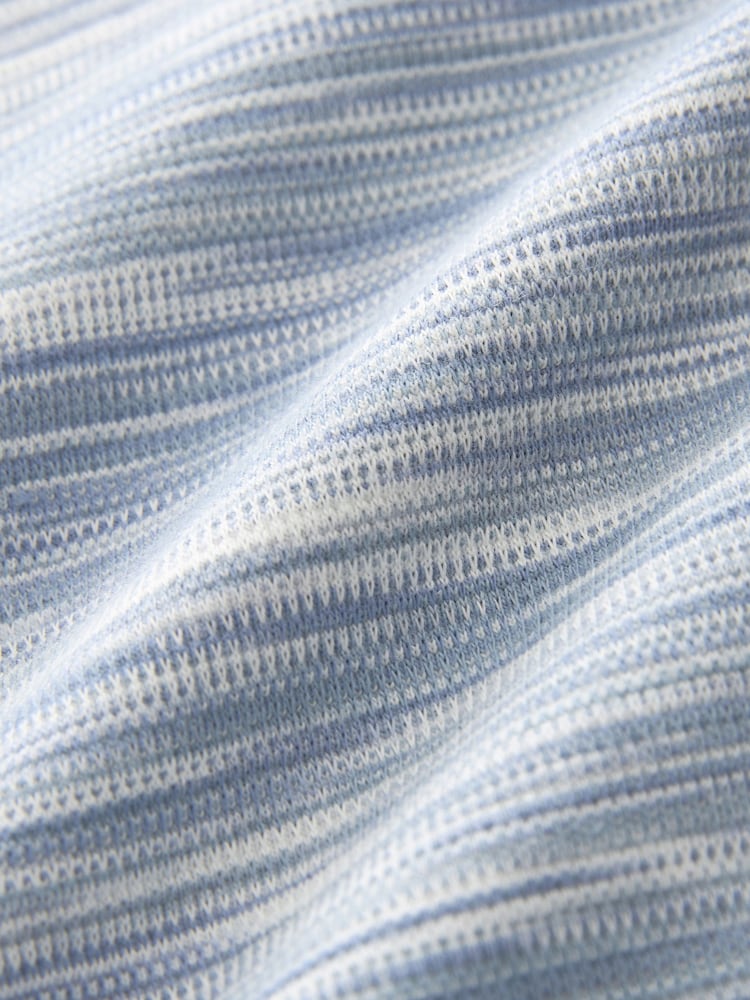 Blue Textured Textured 100% Cotton Polo Shirt - Image 7 of 7