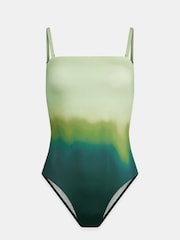 Mint Velvet Green Tie Dye Tummy Control Bandeau Swimsuit - Image 7 of 8