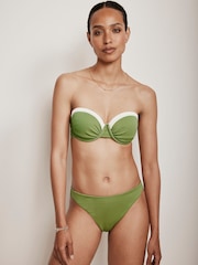 Mint Velvet Olive Green/Cream Cupped Wired Bikini top - Image 1 of 3