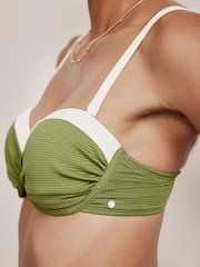 Mint Velvet Olive Green/Cream Cupped Wired Bikini top - Image 3 of 3