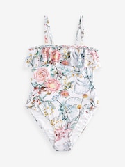 Weißes mit floralem Muster - Figurbetonter Bandeau-Badeanzug - Bild 6 von 6
